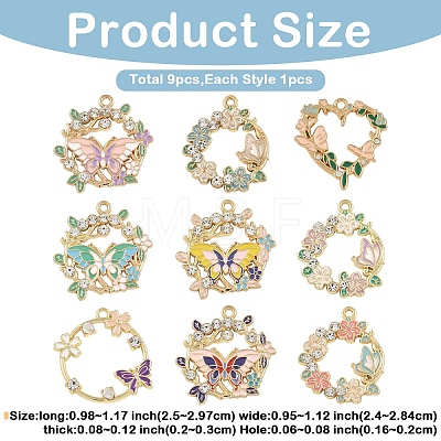 9Pcs 9 Styles Rack Plating Alloy Enamel Pendants FIND-YW0010-66-1