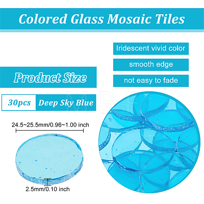 Olycraft 30Pcs Colored Glass Mosaic Tiles DIY-OC0009-40F-1