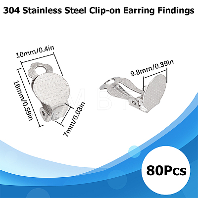 80Pcs 304 Stainless Steel Clip-on Earring Findings STAS-SC0005-67-1