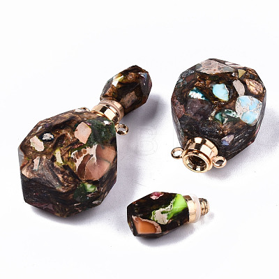Assembled Synthetic Bronzite and Imperial Jasper Openable Perfume Bottle Pendants G-S366-060D-1