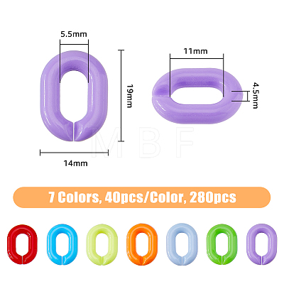 280Pcs 7 Colors Acrylic Linking Rings OACR-FH0001-043-1