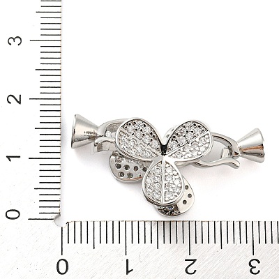 Brass Micro Pave Clear Cubic Zirconia Fold Over Clasps KK-A191-03P-1