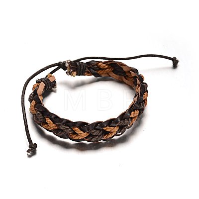 Adjustable Braided Leather Cord Bracelets BJEW-M169-17-1