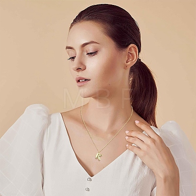 1Pc Initial Letter Brass Pendant Necklaces NJEW-YW0001-24F-1