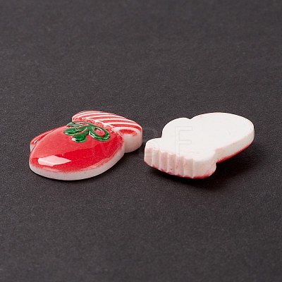 Christmas Themed Opaque Resin Cabochons CRES-P022-18-1
