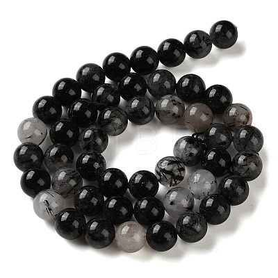Natural Tourmalinated Quartz Beads Strands G-C268-B06-02-1