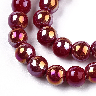 Electroplate Opaque Glass Beads Strands X-GLAA-T032-P6mm-AB05-1