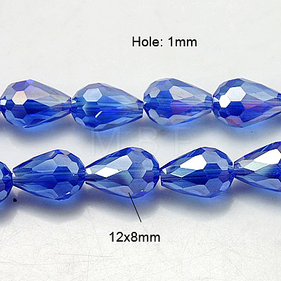 Electroplate Glass Beads Strands EGLA-D015-12x8mm-12-1