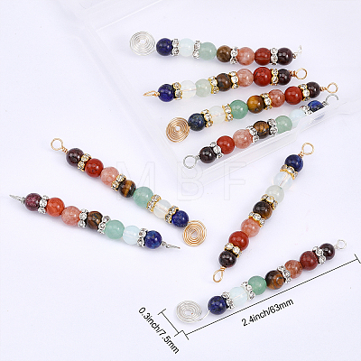8pcs 4 Styles 7 Chakra Mixed Gemstone Copper Wire Wrapped Connector Charms and Big Pendents FIND-CA0006-95-1