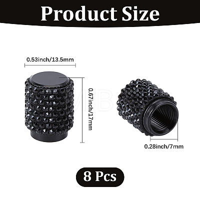 8Pcs Rubber Rhinestone Tire Valve Stem Caps FIND-GF0009-36A-1