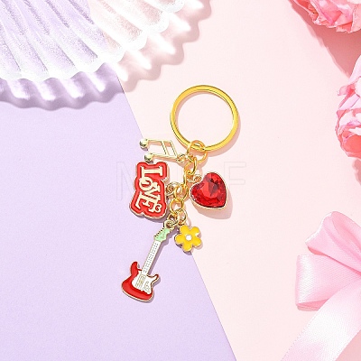 Glass Rhinestone & Alloy Enamel Keychains KEYC-YW00293-1