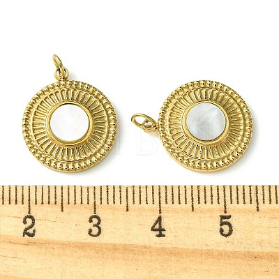 Ion Plating(IP) 304 Stainless Steel Pave Shell Pendants FIND-Z028-05G-1