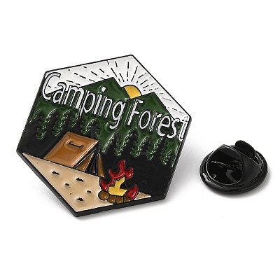 Outdoor Camping Theme with Word Back To Nature Enamel Pin JEWB-D020-02D-1