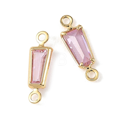 SHEGRACE Brass Pave Cubic Zirconia Trapezoid Connector Charms XGRQ2O654-444B-G-1