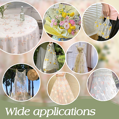 6 Yards Flower Pattern Milk Fiber Mesh Fabric DIY-NB0014-82A-1