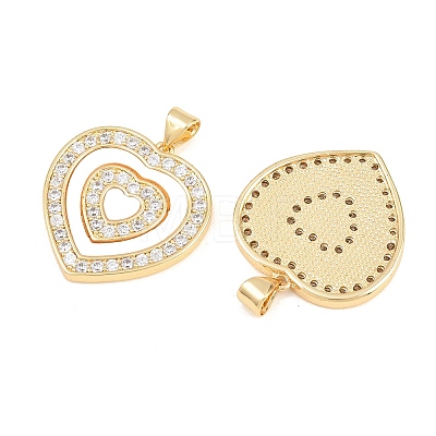 Valentine's Day Brass Micro Pave Clear Cubic Zirconia Pendants ZIRC-F148-12A-G-1