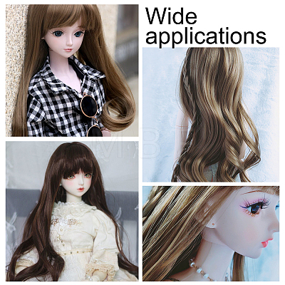 PP Plastic Long Wavy Curly Hairstyle Doll Wig Hair DIY-WH0304-260-1