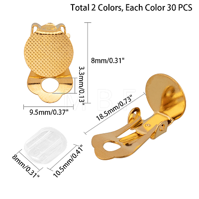 Brass Clip-on Earring Settings KK-PH0035-76-1