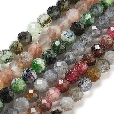 Natural Prehnite/Sunstone/Ruby Zoisite/Labradorite/Rhodonite Beads Strands G-G161-A03-02-1