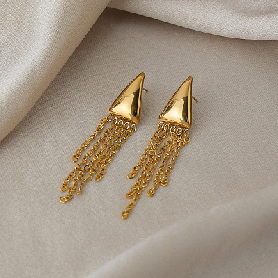 304 Stainless Steel Tassel Stud Earrings for Women YQ6135-1