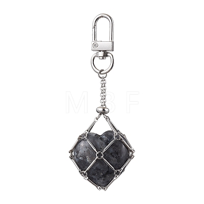 Brass Macrame Pouch Empty Stone Holder Pendant Decoration KK-CJ1B98-P-1