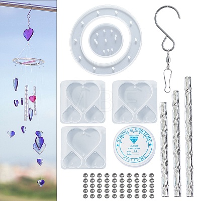 DIY Heart Wind Chime Making Kits DIY-C054-12-1
