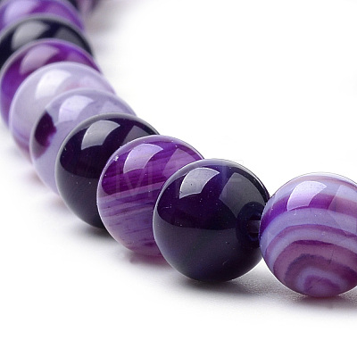 Natural Striped Agate/Banded Agate Beads Strands X-G-S259-04F-8mm-1
