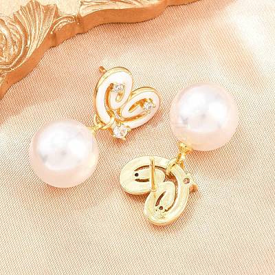 Valentine's Day Brass Clear Cubic Zirconia Dangle Stud Earrings EJEW-Z164-07G-01-1