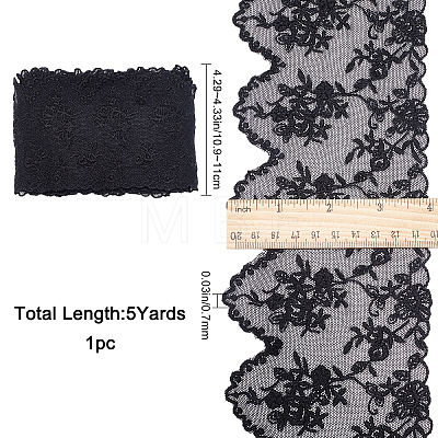 Gorgecraft 5 Yards Flat Nylon Mesh Embroidered Lace Trim OCOR-GF0001-86B-1