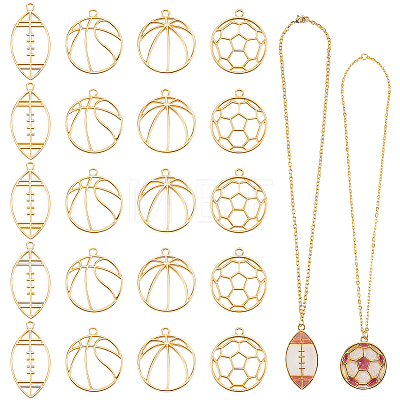 20Pcs 4 Styles Alloy Open Back Bezel Big Pendants FIND-SP0005-99-1