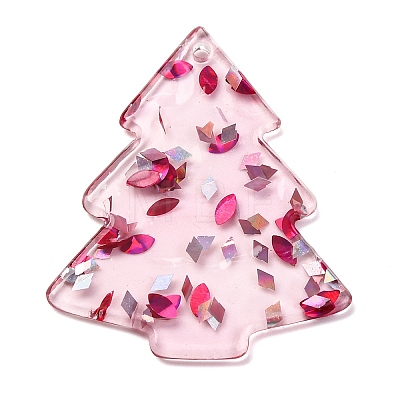 Christmas Tree Printed Opaque Acrylic Pendants OACR-Q080-02A-1