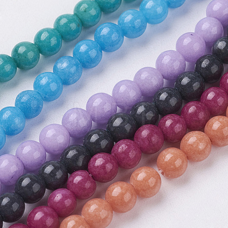 Natural Mashan Jade Round Beads Strands G-D263-4mm-M-1