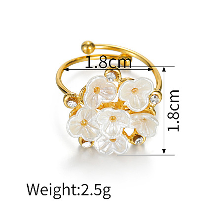 304 Stainless Steel & Rhinestone & Acrylic Cuff Open Rings WG9CA49-02-1