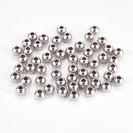 Tarnish Resistant 304 Stainless Steel Smooth Round Spacer Beads STAS-M006-01C-1