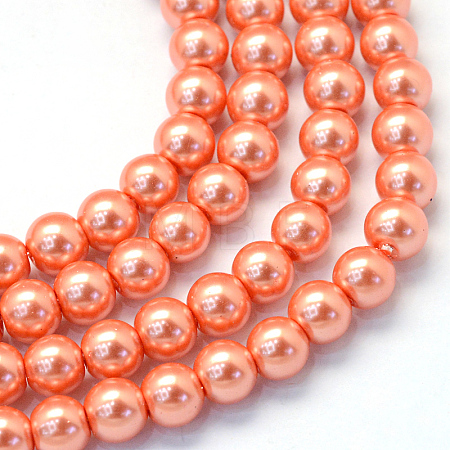 Baking Paint Pearlized Glass Pearl Round Bead Strands X-HY-Q003-6mm-77-1