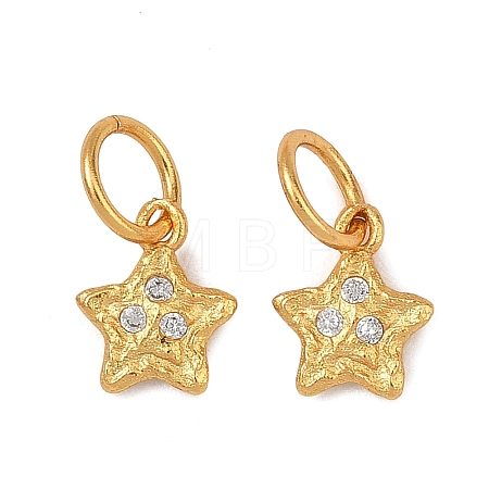 Brass Micro Pave Clear Cubic Zirconia Charms KK-F941-31B-G-1