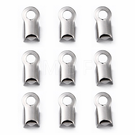 Tarnish Resistant 304 Stainless Steel Fold Over Crimp Cord Ends STAS-M009-01B-1