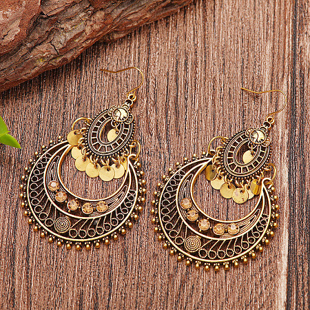 Teardrop Bohemian Style Alloy Rhinestone Dangle Earrings FS-WG4F242-02-1