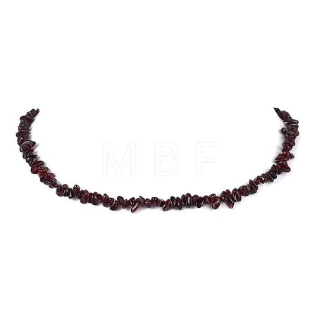 Natural Garnet Chip Beaded Necklace NJEW-JN04616-09-1