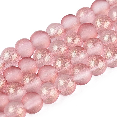 Frosted Transparent Glass Bead Strands GLAA-P065-6mm-09-1
