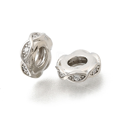 Infinity Brass Micro Pave Clear Cubic Zirconia European Beads KK-Z156-11P-1
