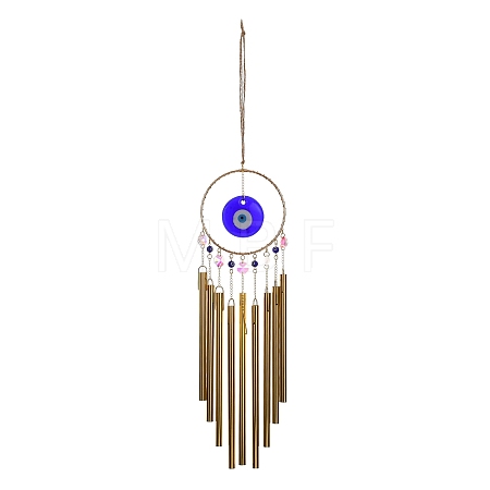 Boho Glass Evil Eye Wind Chime HJEW-G028-02-1