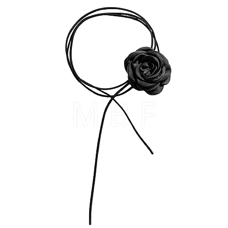 1Pc Gothic Polyester Rose Flower Collar Choker Necklaces for Women Bride Wedding Party NJEW-CN0001-22-1