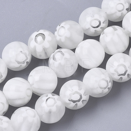 Handmade Millefiori Lampwork Beads Strands X-LAMP-R143-01H-1