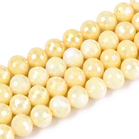 Anti-Tarnish Electroplate Glass Beads Strands LS-GLAA-N056-8mm-05-1