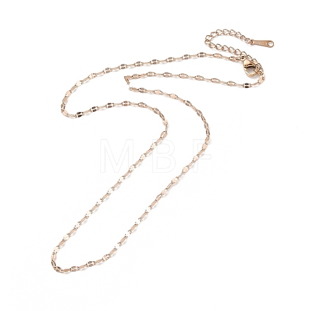 Ion Plating(IP) 304 Stainless Steel Dapped Chain Necklace for Men Women NJEW-E076-02RG-1