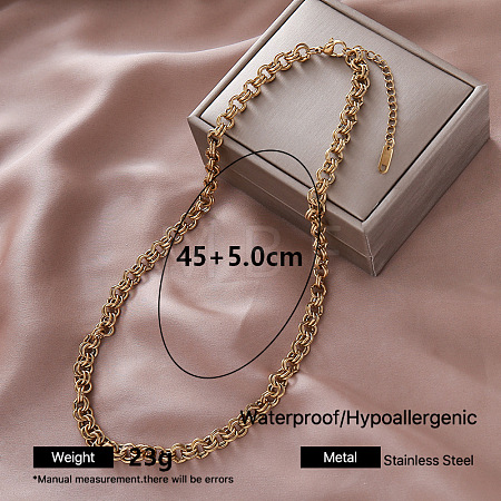 European 304 Stainless Steel Double Link Chain Necklaces for Women OE0950-4-1