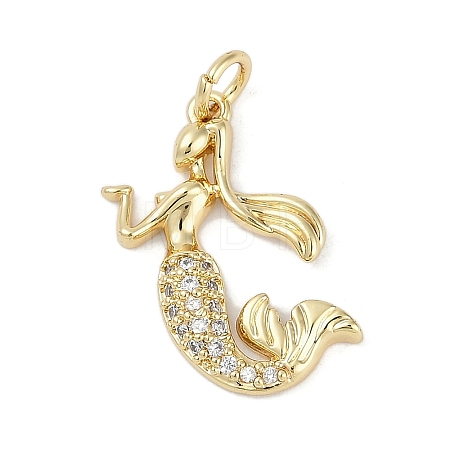 Rack Plating Brass Micro Pave Cubic Zirconia Pendants KK-H509-17G-1