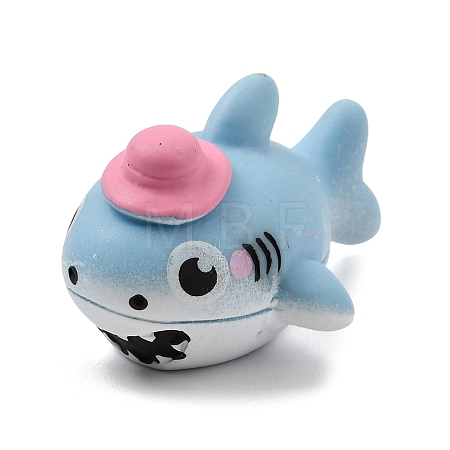 Sea Animals Opaque Resin Shark with Hat Figurine RE-CBA1AA1-03B-1
