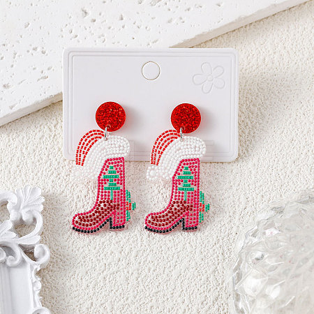 Christmas Acrylic Dangle Stud Earrings FS-WGF523C-08-1
